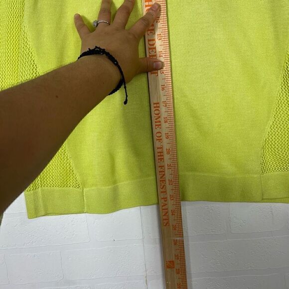 Cabi Womens Yellow Split Back Pullover Long Sleeve Mesh Sweater Size M - Picture 7 of 12